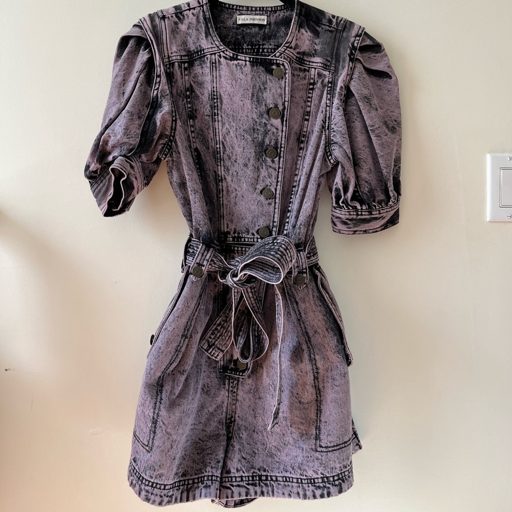 Ulla Johnson Carmine Playsuit in Lilac Acid Wash - Size 0